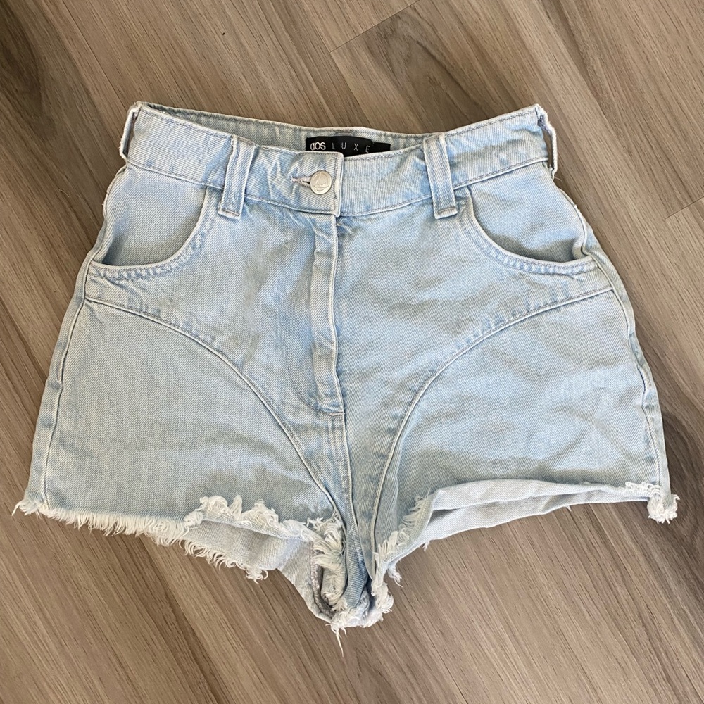 ASOS luxe denim high waist shorts